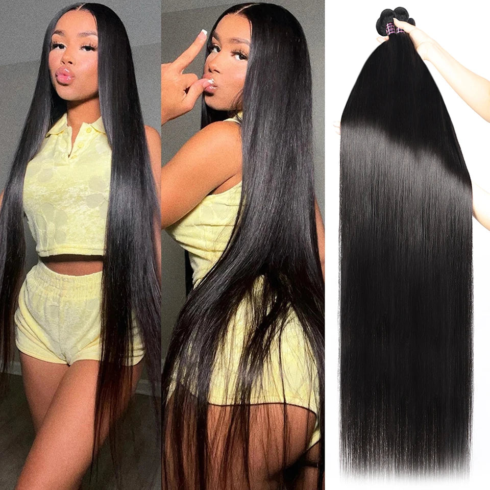 Ishow Peruvian Straight Hair Bundles Bone Straight Human Hair Bundles Remy Hair Extensions 8-30 Inches For Black Women 1/3/4 Pcs