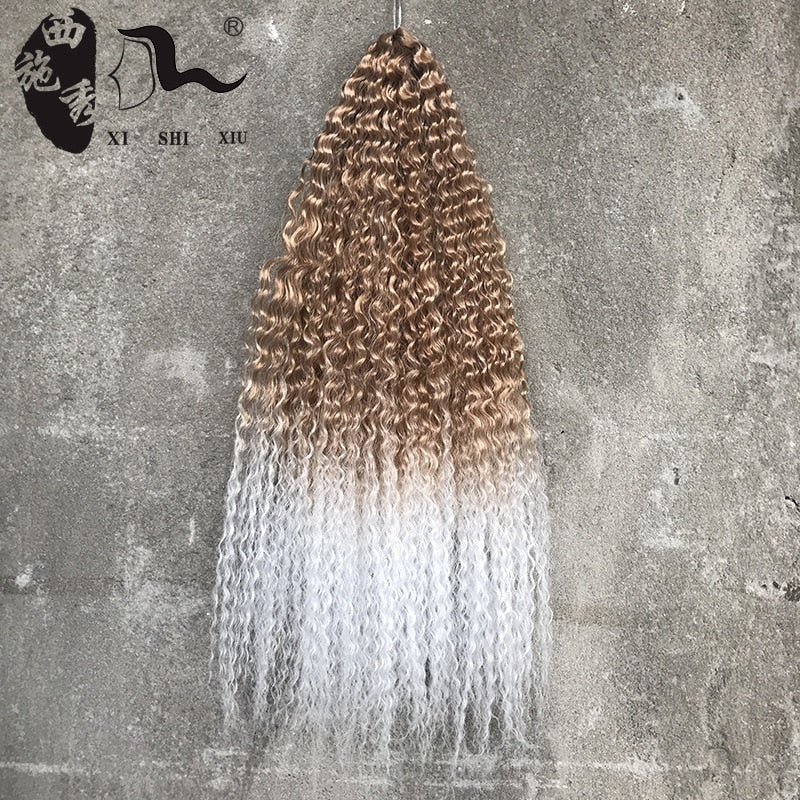 XISHIXIU 5pcs Deep Water Wave Pre-loop Synthetic Crochet Braid Hair Twists Braiding Hair Extension 20inch 24inch 30inch  80G