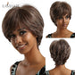 EASIHAIR Short Women Brown Wigs with Bangs Synthetic Wigs Layered Natural Hair Bob Wig Cosplay Daily Wigs Heat Resistant