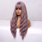 EASIHAIR Long Mix Purple Women&#39;s Wigs With Bangs Synthetic Hair Wigs for Women Cute Heat Resistant Cosplay Wigs