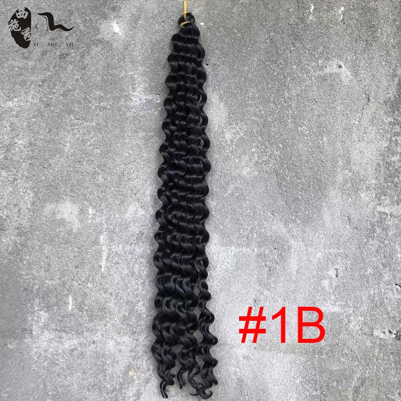 XISHIXIU 5pcs Deep Water Wave Pre-loop Synthetic Crochet Braid Hair Twists Braiding Hair Extension 20inch 24inch 30inch  80G