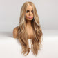 Long Wavy Blonde Synthetic Wigs with Highlights Wigs Middle Part for Afro Women Heat Resistant Cosplay Natural Hair Wigs