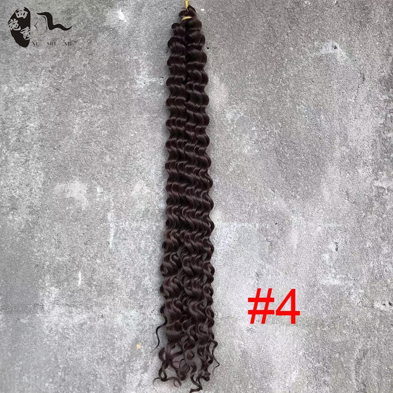 XISHIXIU 5pcs Deep Water Wave Pre-loop Synthetic Crochet Braid Hair Twists Braiding Hair Extension 20inch 24inch 30inch  80G