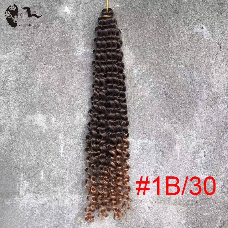 XISHIXIU 5pcs Deep Water Wave Pre-loop Synthetic Crochet Braid Hair Twists Braiding Hair Extension 20inch 24inch 30inch  80G