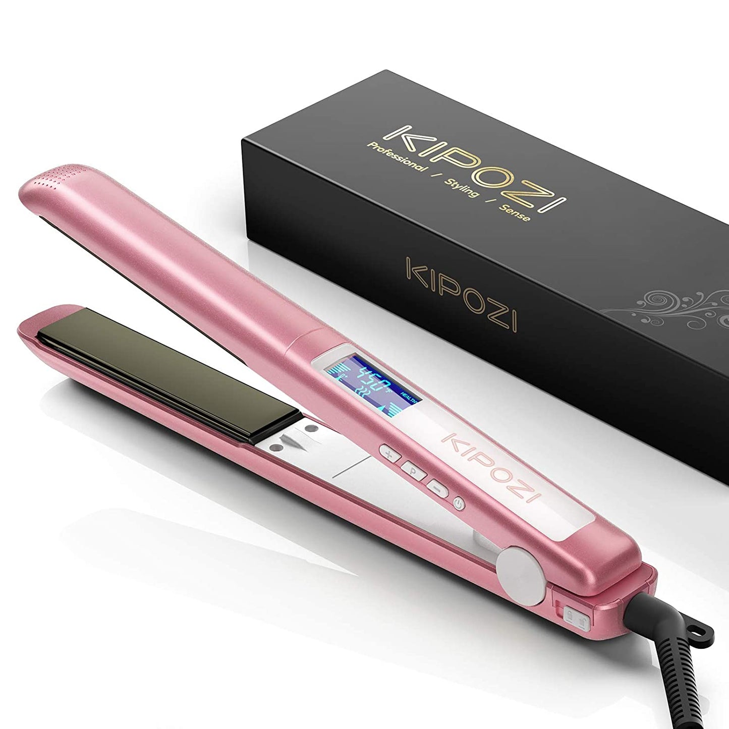 KIPOZI Hair Straightener Professional Hair Tool LCD Display 2 In 1 Hair Iron Dual Voltage Adjustbale Temperature Hair Curler