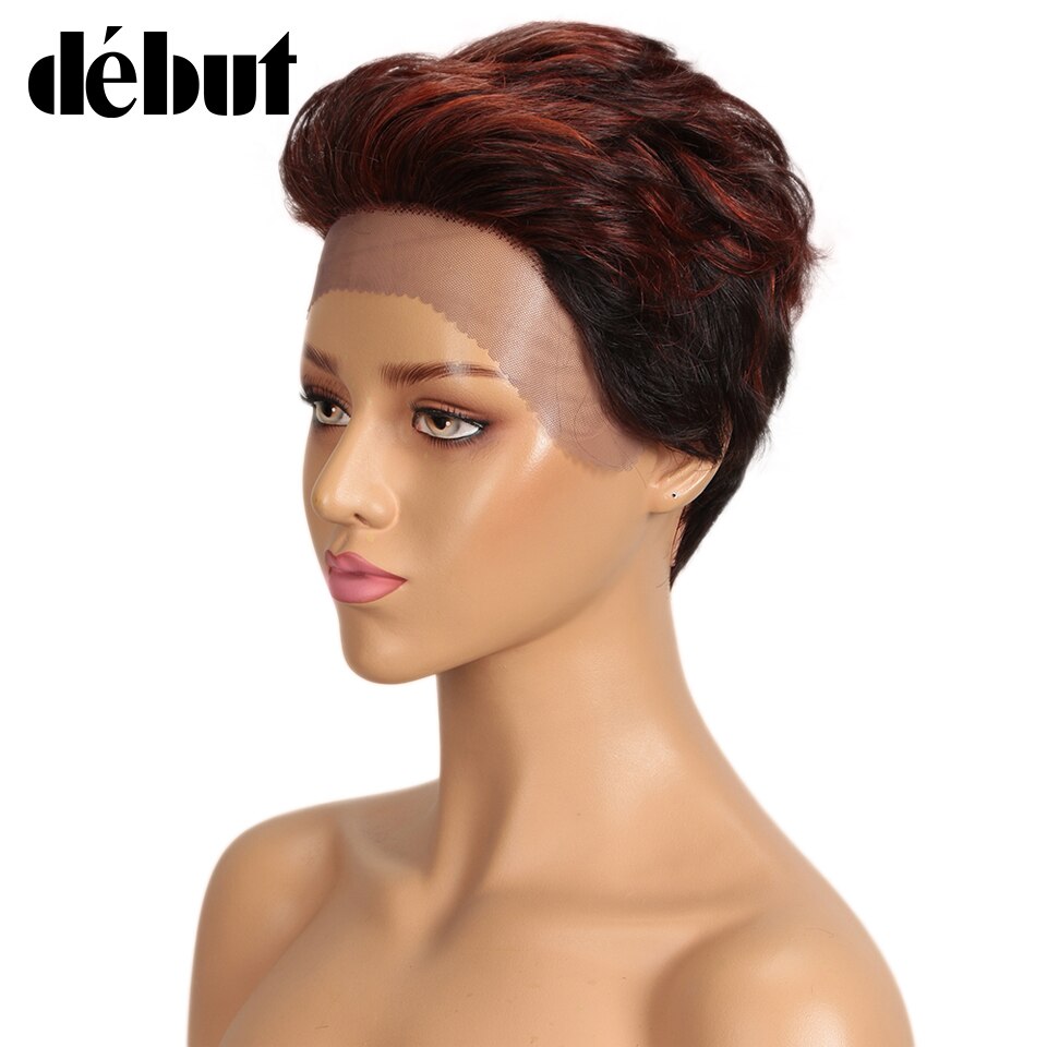 Debut Human Hair Wigs Ombre Brazilian Lace Front Short Bob Wigs Cheap Remy Short Pixie Cut Human Hair Wigs For Women Black Wigs