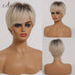 EASIHAIR Short Women Brown Wigs with Bangs Synthetic Wigs Layered Natural Hair Bob Wig Cosplay Daily Wigs Heat Resistant