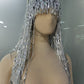 Designer Silver Sequin Crystal Tassel Wigs Women Birthday Party Rhinestone Fringes Headwear Club Stage Dancer Singer Accessories