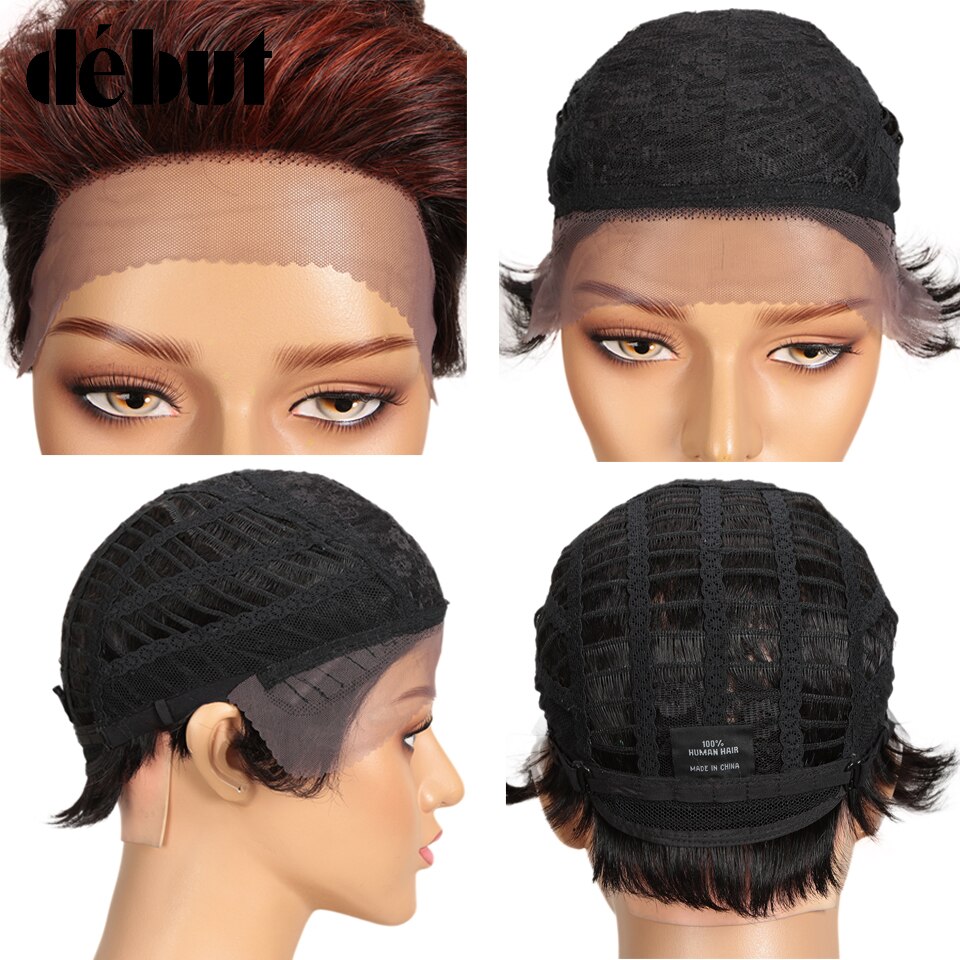 Debut Human Hair Wigs Ombre Brazilian Lace Front Short Bob Wigs Cheap Remy Short Pixie Cut Human Hair Wigs For Women Black Wigs