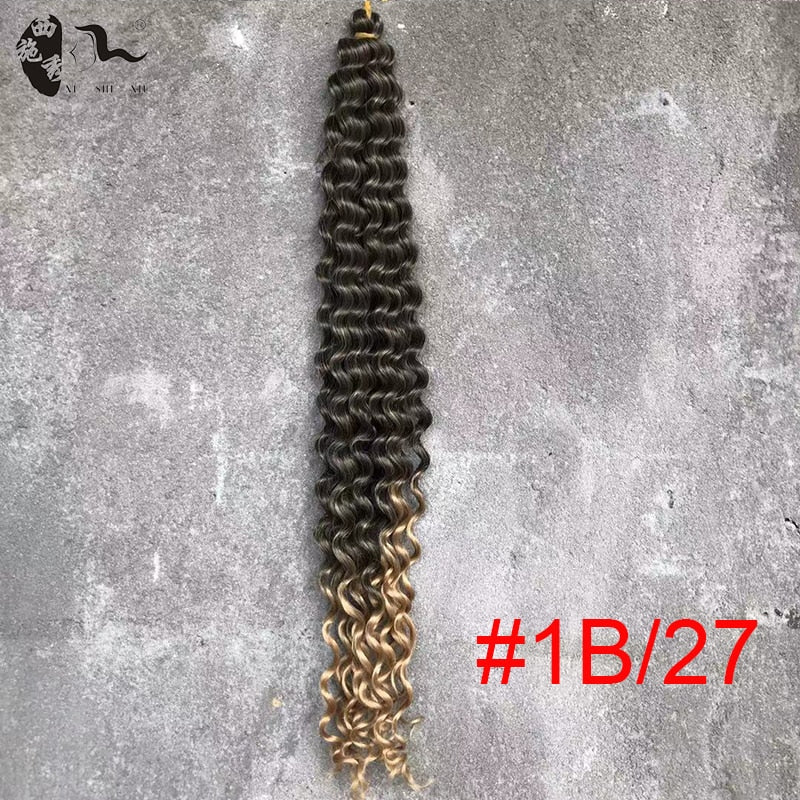 XISHIXIU 5pcs Deep Water Wave Pre-loop Synthetic Crochet Braid Hair Twists Braiding Hair Extension 20inch 24inch 30inch  80G