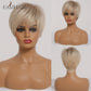 EASIHAIR Blonde Ombre Short Wigs Synthetic Hair Wigs for Women Natural Futura Hair With Bangs Daily Wigs Heat Resistant