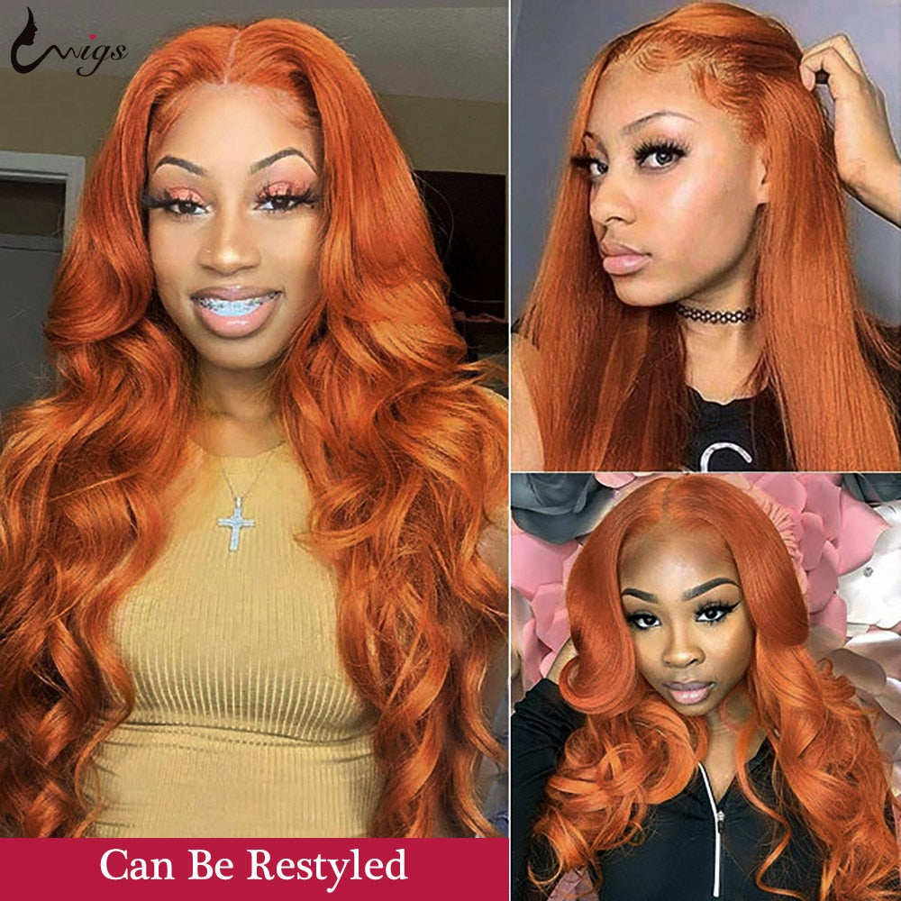 Burnt Ginger Brown Body Wave Lace Front Wig Hd Lace Frontal Wig Burgundy Lace Front Wig Colored Human Hair Wigs For Women Uwigs