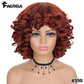 Short Hair Afro Kinky Curly Wigs With Bangs For Black Women Fluffy Synthetic African Ombre Glueless Cosplay Natural Brown Wigs