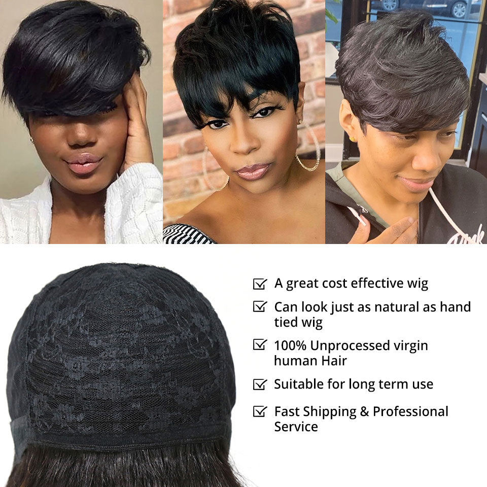 Short Bob Wig Pixie Cut Wig Human Hair Straight Wigs For Women Human Hair Accessories Glueless Wig Human Hair Ready To Wear Sale