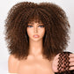 16&#39;&#39;Short Hair Afro Kinky Curly Wig With Bangs For Black Women Cosplay Lolita Synthetic Natural Glueless Brown Mixed Blonde Wigs