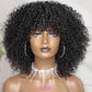 Short Curly Wig With Bangs Human Hair Afro Kinky Curly Wig Highlight Glueless Full Machine Made Wig 250 Density Remy Brazilian