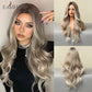 EASIHAIR Long Light Blonde Ombre Natural Wave Style Wigs Heat Resistant Synthetic Wigs Middle Part Hair Cosplay Wigs for Women