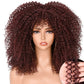 16&#39;&#39;Short Hair Afro Kinky Curly Wig With Bangs For Black Women Cosplay Lolita Synthetic Natural Glueless Brown Mixed Blonde Wigs