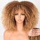 16&#39;&#39;Short Hair Afro Kinky Curly Wig With Bangs For Black Women Cosplay Lolita Synthetic Natural Glueless Brown Mixed Blonde Wigs