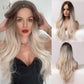 EASIHAIR Long Light Blonde Ombre Natural Wave Style Wigs Heat Resistant Synthetic Wigs Middle Part Hair Cosplay Wigs for Women