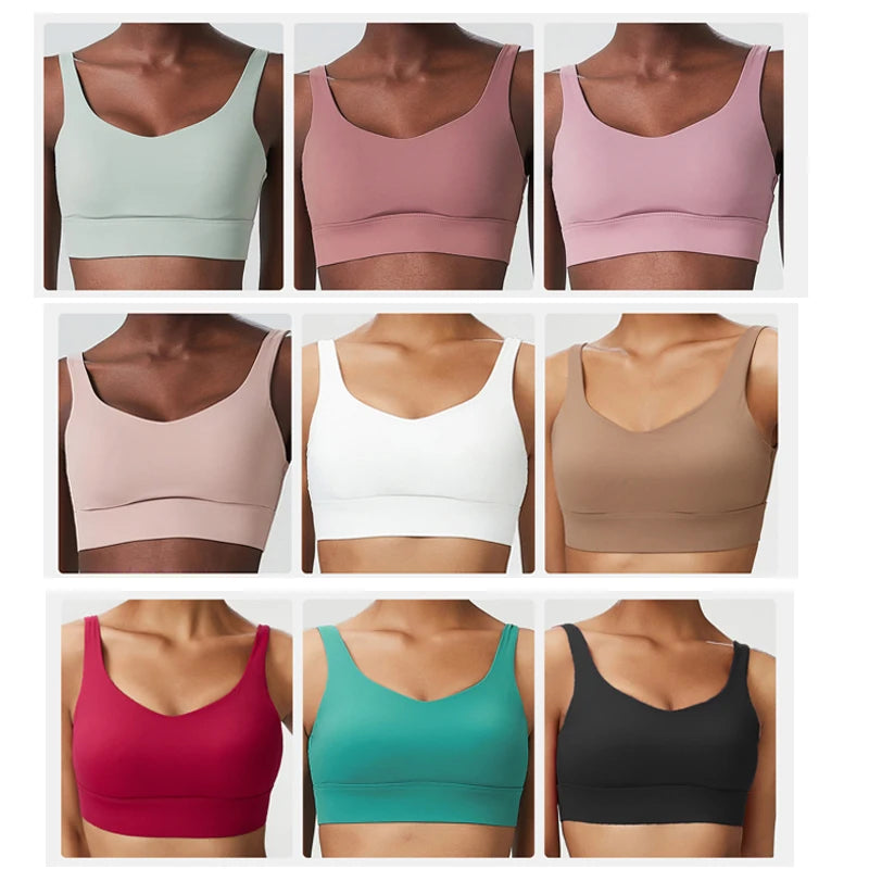 Women High Impact Fitness Yoga Bra Solid Color Sexy Back Ajustable Sports Underwear Breathable Gym Running Top With Cesht Pads