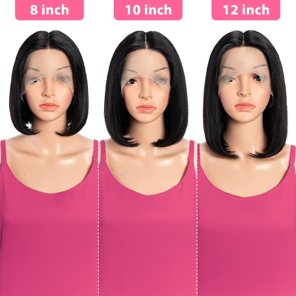 3D Glueless 13X4 Lace Front Bob Wig HD Transparent Lace Frontal Human Hair Wigs Pre Plucked Baby Hair Short T Part Bone Bob Wigs