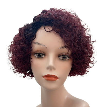 SSH  Curly Wigs Short Pixie Cut Human Hair For Women Natural Black Remy Hair 150% Density Glueless Cheap Side Part Human Wigs