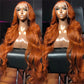 30 Inch 13x4 Body Wave Orange Ginger Lace Front Human Hair Wigs Brazilian For Women 13x6 Hd Glueless Preplucked Lace Frontal Wig