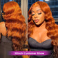 30 Inch 13x4 Body Wave Orange Ginger Lace Front Human Hair Wigs Brazilian For Women 13x6 Hd Glueless Preplucked Lace Frontal Wig