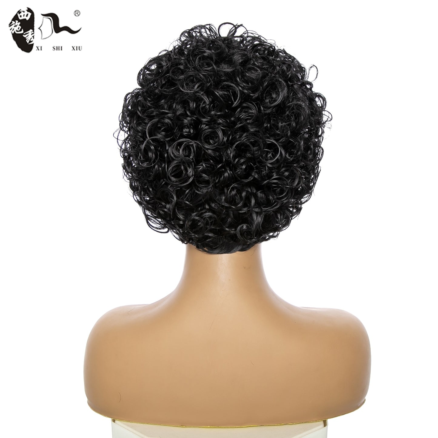 Synthetic Omber Brown Glueless Cosplay Wigs XISHIXIU Short Hair Curly Wigs With Bangs For White  Women African  High Temperature