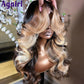 180% Highlight Honey Blonde With Black Glueless Human Hair Wigs Body Wave HD Transparent 13x6 13x4 Lace Frontal Wigs Pre Plucked