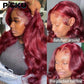 99J Red Lace Front Human Hair Wigs Burgundy Colored Loose Body Wave Wig Glueless 13x4 HD Transparent Lace Frontal Wig 30 34 Inch