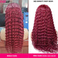 99J Colored Lace Front Human Hair Wigs Deep Wave Burgundy 13x4 HD Transparent Full Lace Frontal Wig Glueless Curly Wig For Women