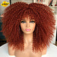 Short Afro Curly Wig With Bangs Synthetic African Glueless Fluffy Black Ombre Brown Curly Women&#39;s Wigs