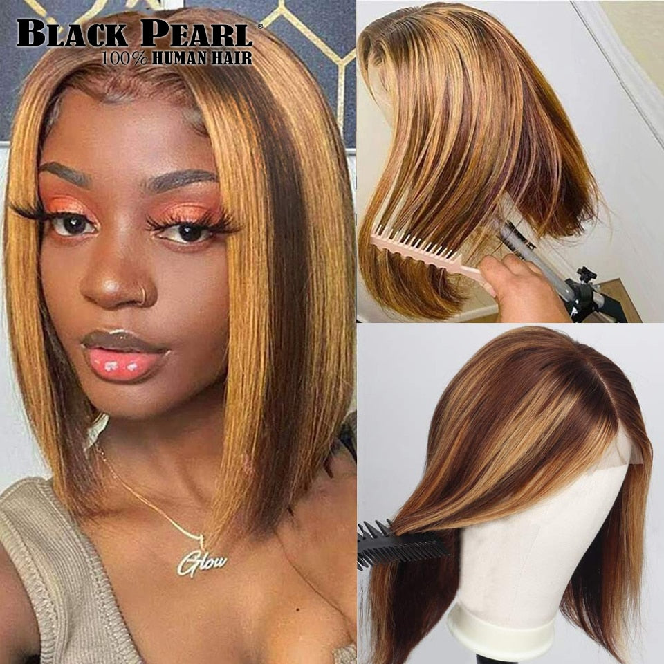 Ginger Lace Front Human Hair Wigs Glueless Wig Short Bob Wig Lace Front Human Hair Wig Pink 613 Blonde Bob Hair Wig Human Hair