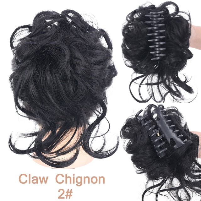 LUPU Synthetic Hair Bun Chignon Messy Curly Hair Band Elastic Scrunchy False Hair Pieces For Women Hairpins Black Brown