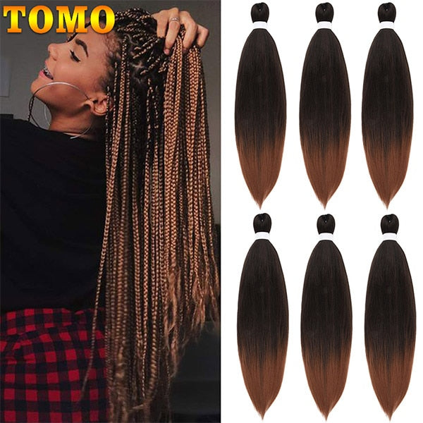 TOMO Pre Stretched Braiding Hair Synthetic Long Professional Hair for Braiding Twist Itch Free Hot Water Setting Yaki Wave Hair