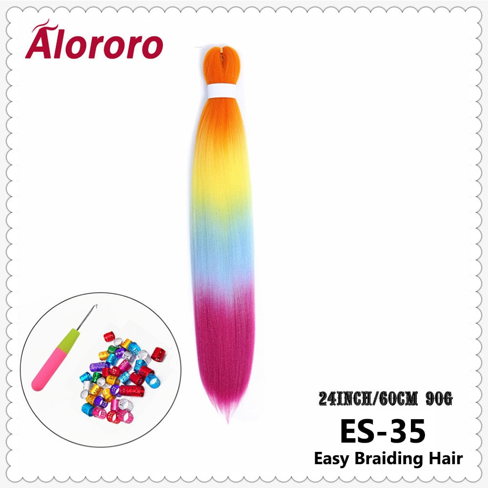 Alororo Synthetic Hair Braids Extensions Braiding Hair Pre Stretched 24 Inches Afro Jumbo Braid Hair Profession Braids