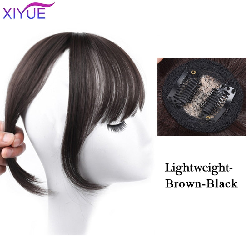 Black/Light Brown Clip In Hair Bangs Hairpiece Accessories Synthetic Fake Bangs Clip In Hair Extensions Clip In Hair Pieces