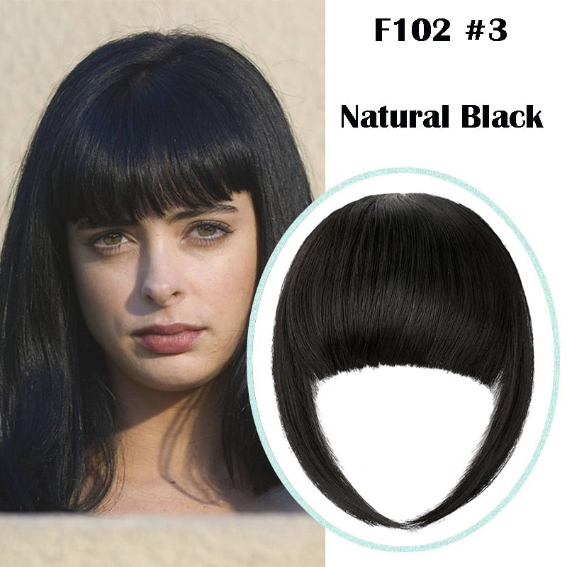 SHANGZI False Bangs Synthetic hair Bangs Hair Extension Fake Fringe Natural hair clip on bangs Light Brown HighTemperature wigs