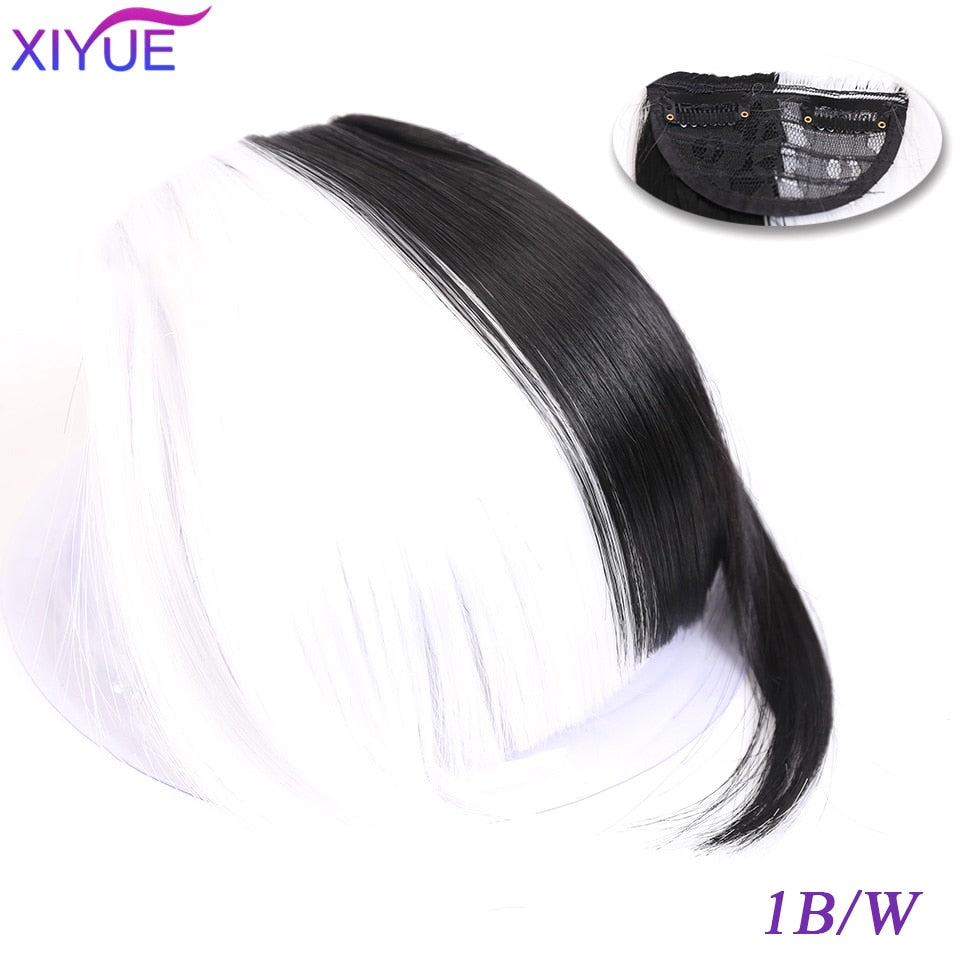 Black/Light Brown Clip In Hair Bangs Hairpiece Accessories Synthetic Fake Bangs Clip In Hair Extensions Clip In Hair Pieces