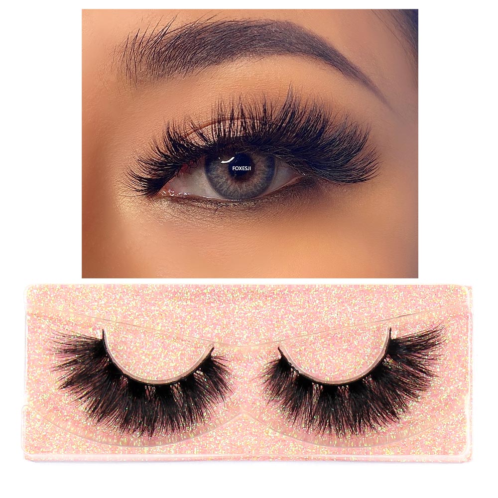 FOXESJI Makeup Eyelashes 3D Mink Lashes Fluffy Soft Wispy Natural Cross Eyelash Extension Reusable Lashes Mink False Eyelashes