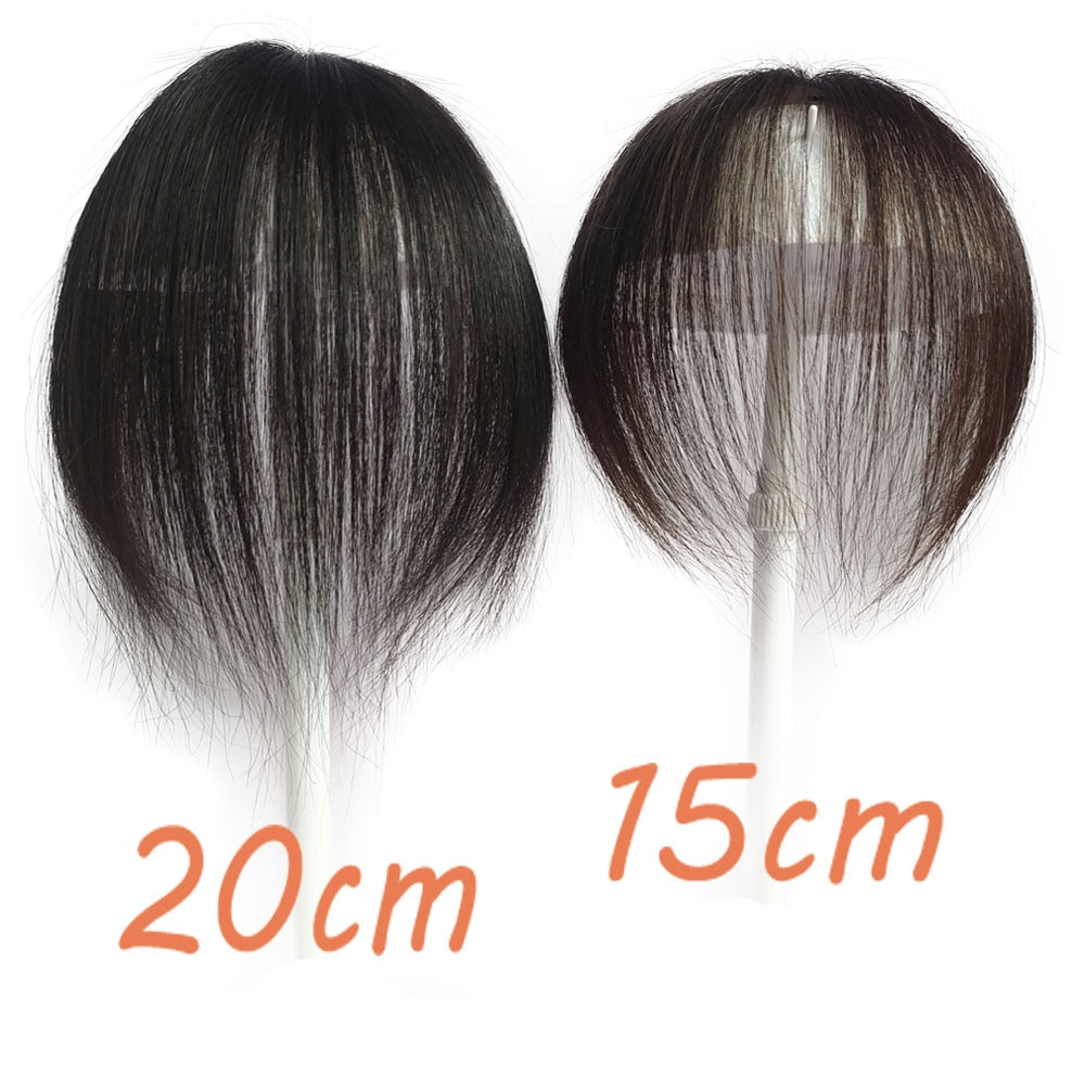 5x5 CM European Virgin Human Hair Bangs Scalp Top 20 CM 4D Fringe Hair Topper With a Cut Bang Silk Skin Base Toupee For Women