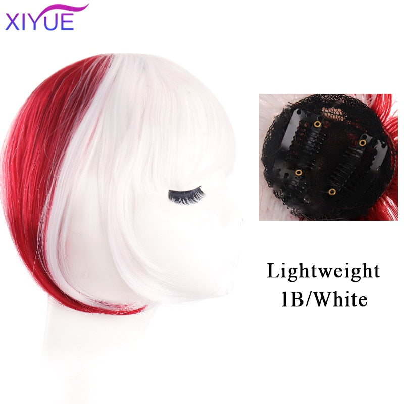 Black/Light Brown Clip In Hair Bangs Hairpiece Accessories Synthetic Fake Bangs Clip In Hair Extensions Clip In Hair Pieces