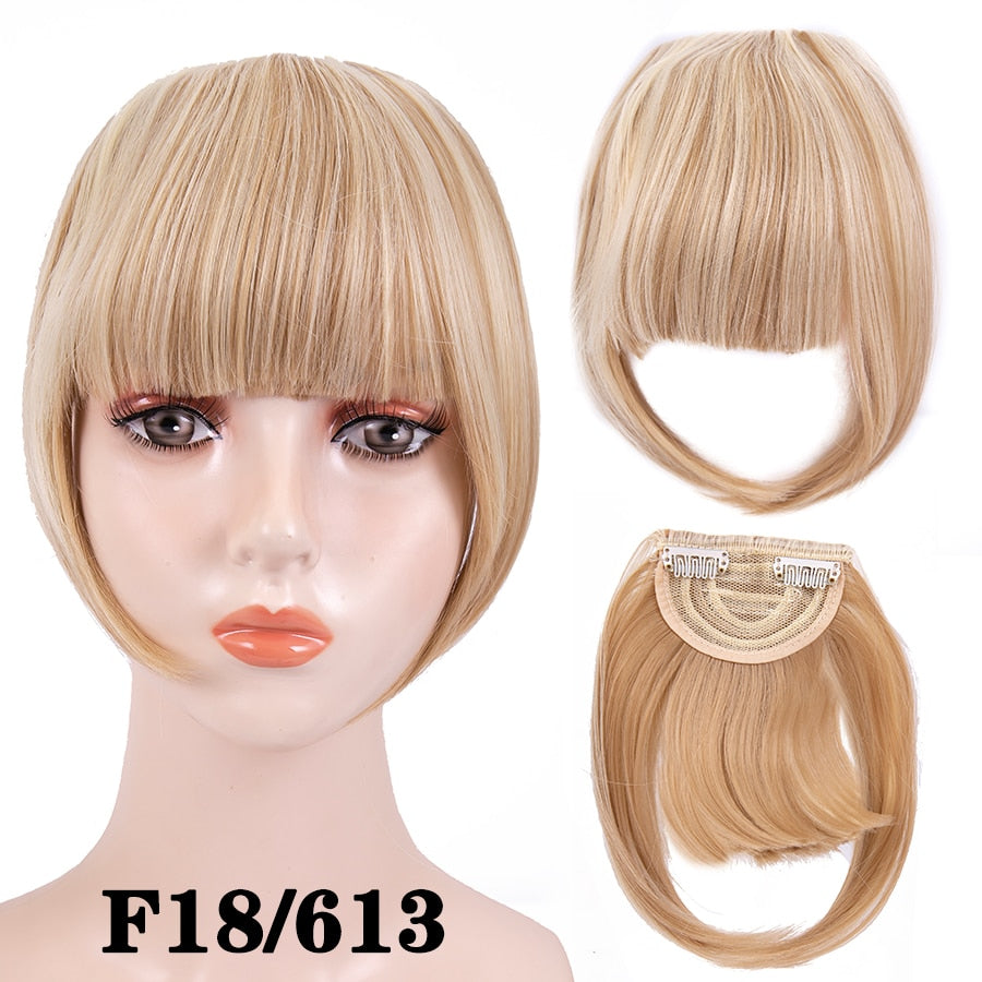 Leeons Short Synthetic Bangs Heat Resistant Hairpieces Hair Women Natural Short Fake Hair Bangs Hair Clips For Extensions Black