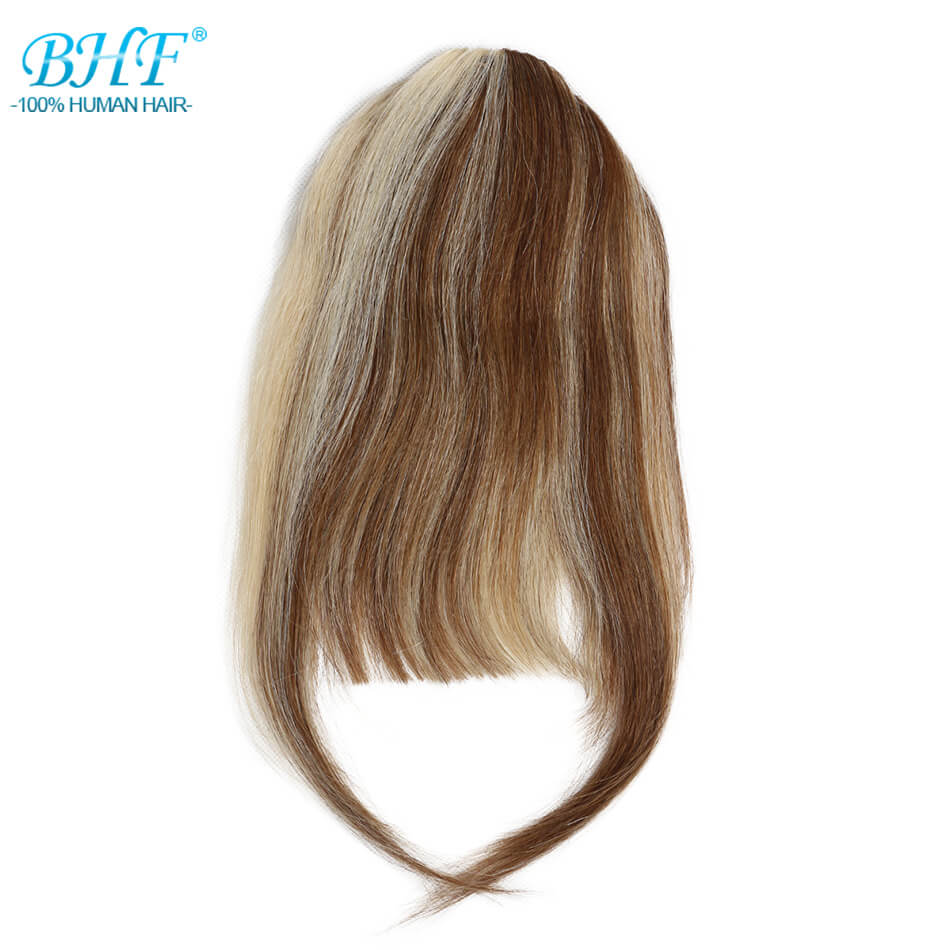 BHF Human Hair Bangs 8inch 20g Front 3 clips in Straight Remy Natural Human Hair Fringe All Colors