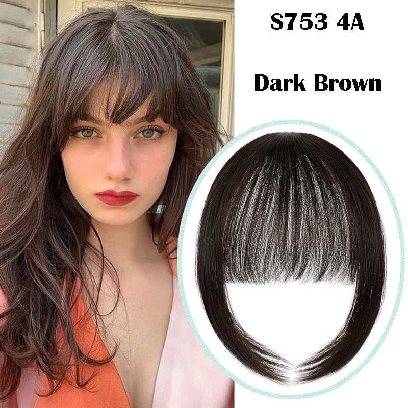 SHANGZI False Bangs Synthetic hair Bangs Hair Extension Fake Fringe Natural hair clip on bangs Light Brown HighTemperature wigs