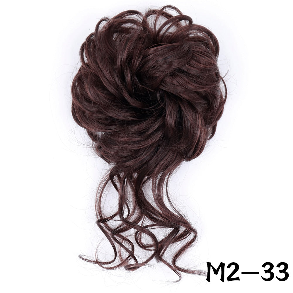 XINRAN Synthetic Curly Donut Chignon With Elastic Band Scrunchies Messy Hair Bun Updo Hairpieces Extensions for Women