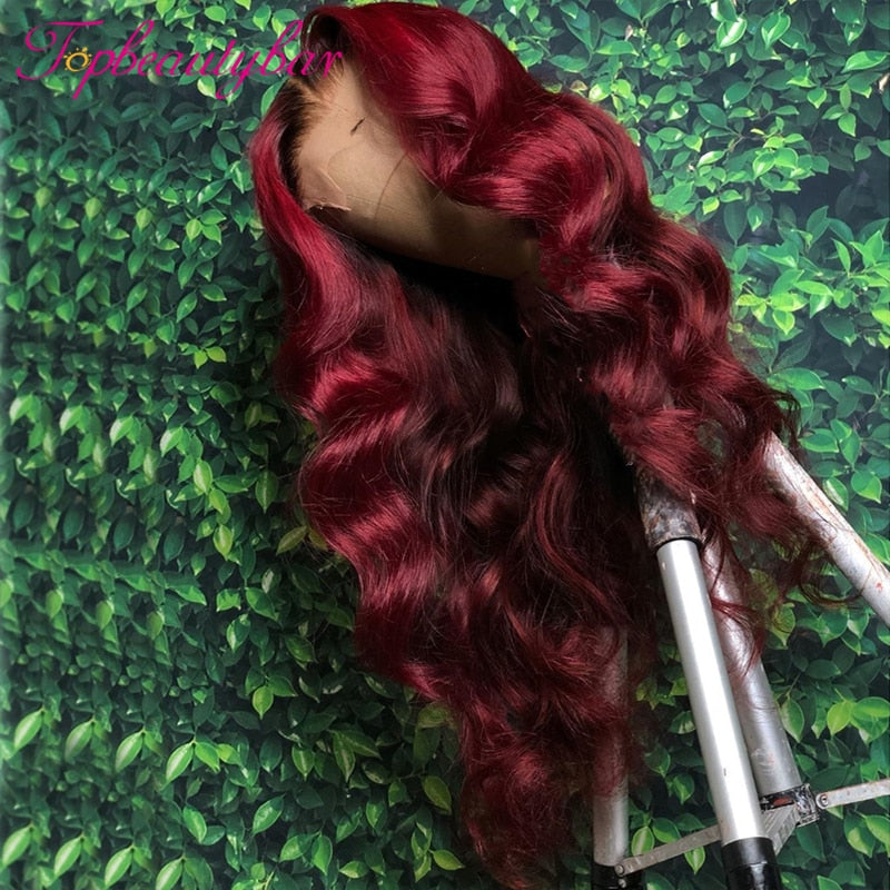 99J Burgundy 13X4 Lace Frontal Wigs Colored 180% Lace Front Human Hair Wigs for Women Ombre Burgundy Brazilian Human Wigs