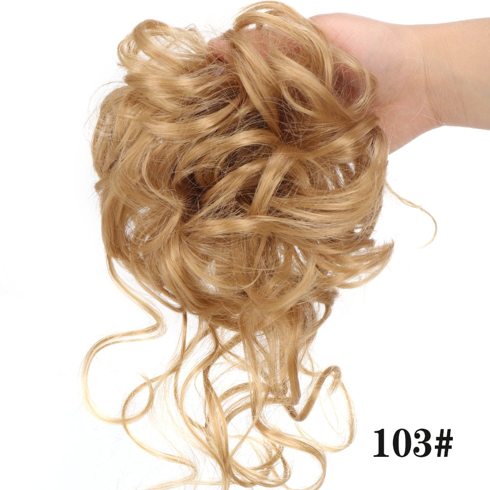 LUPU Synthetic Hair Bun Chignon Messy Curly Hair Band Elastic Scrunchy False Hair Pieces For Women Hairpins Black Brown